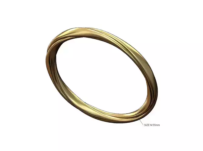 Twisted French ribbon cuff bracelet bangle Size M 55mm