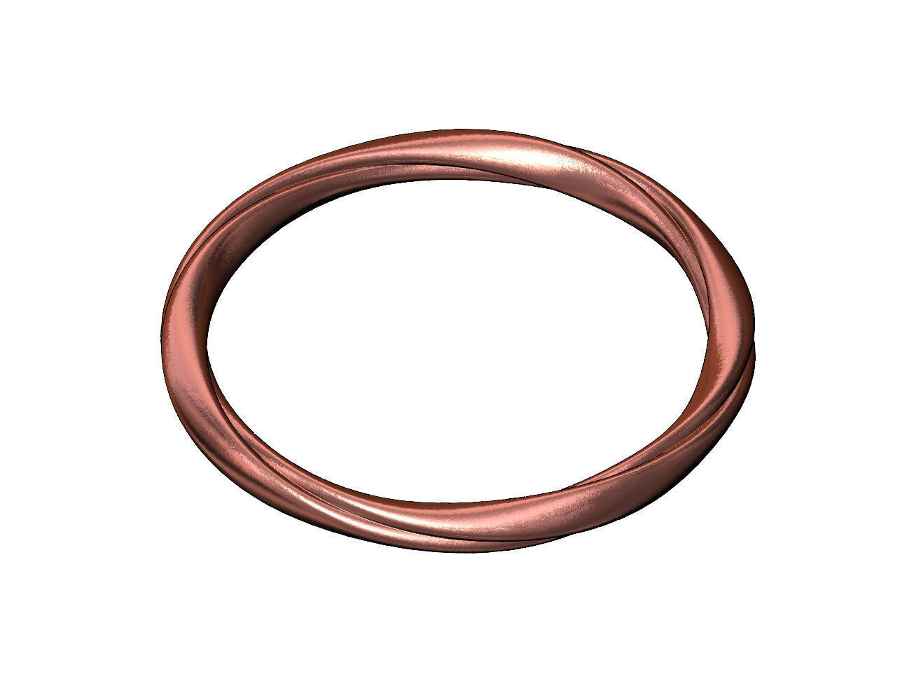 Twisted French ribbon cuff bracelet bangle Size M 55mm 3D print model_10