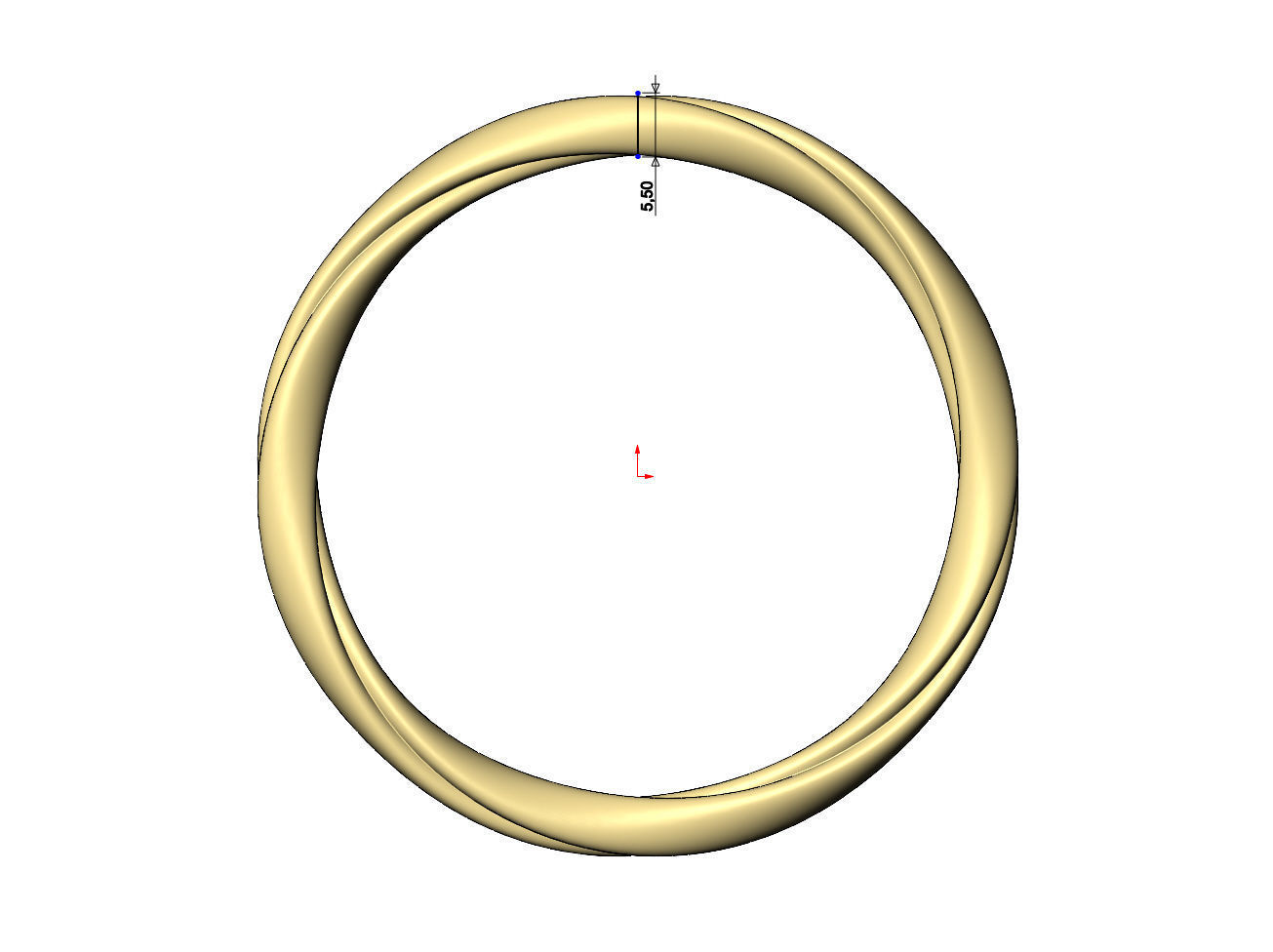 Twisted French ribbon cuff bracelet bangle Size M 55mm 3D print model_7