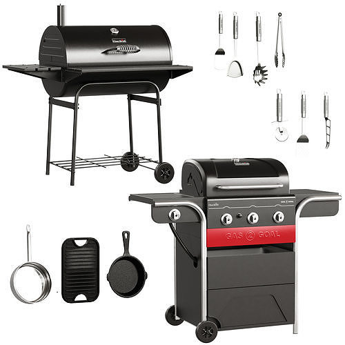 Grill Set 2 Low-poly 3D model