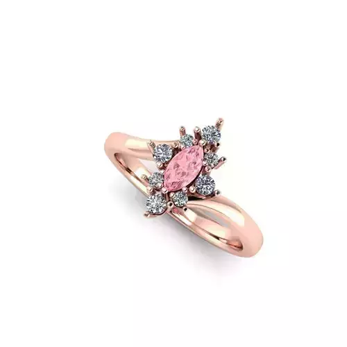 solitaire Ring design With Diamonds and Gemstone 3D print model