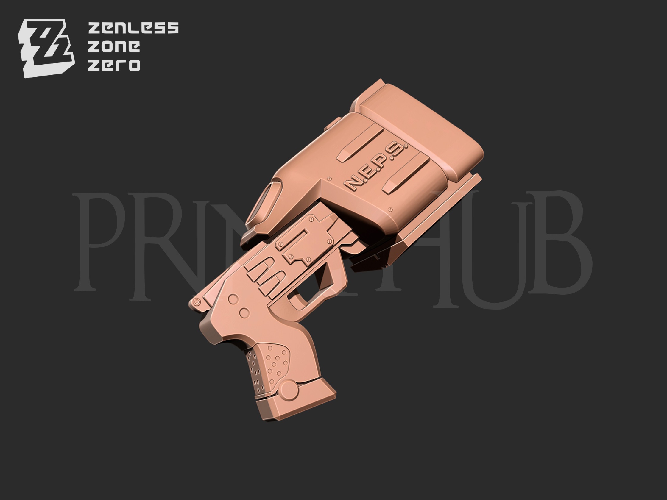 Zhu Yuan Handgun Blaster From Zenless Zone Zero 3D print model_2