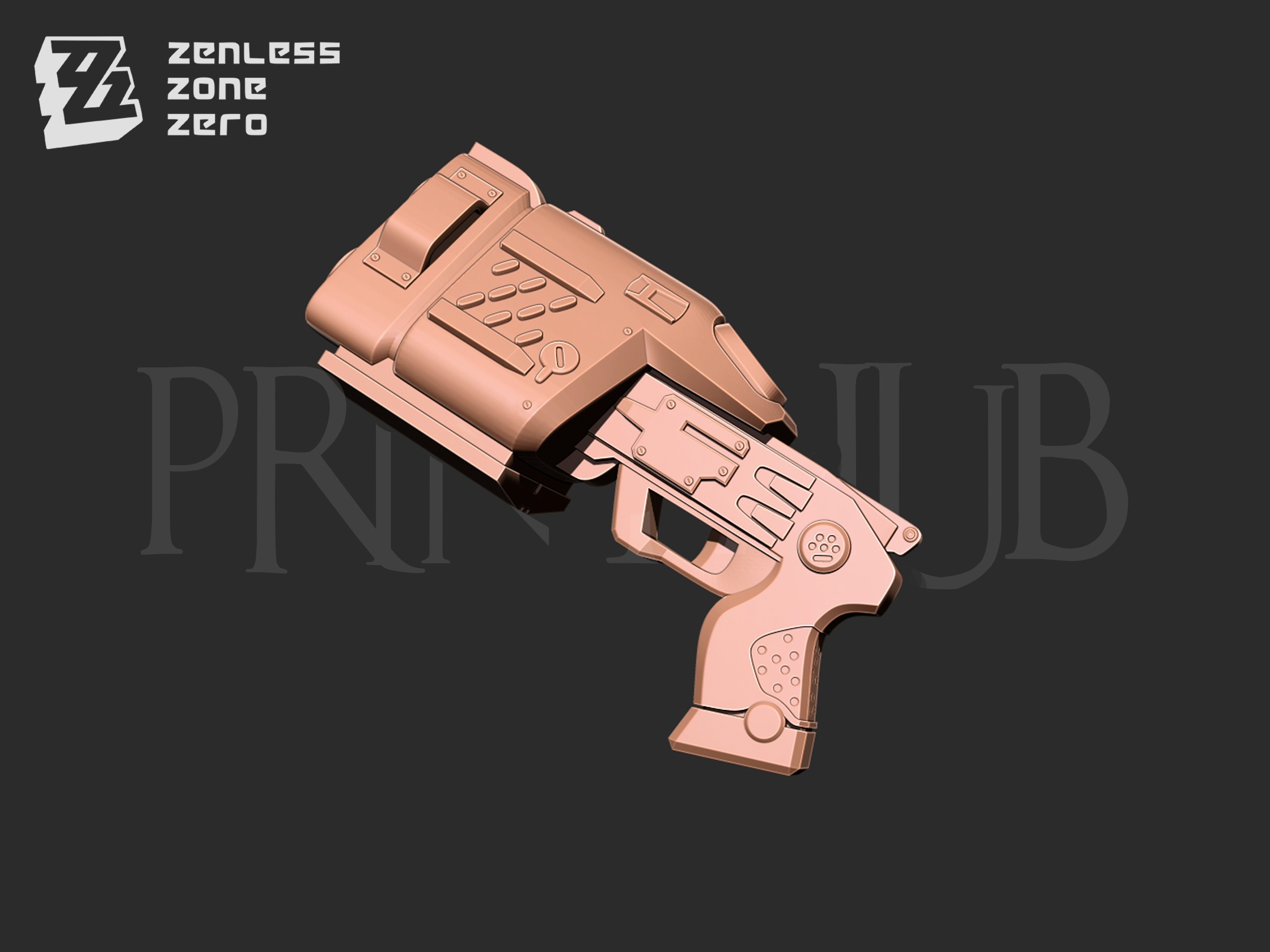 Zhu Yuan Handgun Blaster From Zenless Zone Zero 3D print model_1