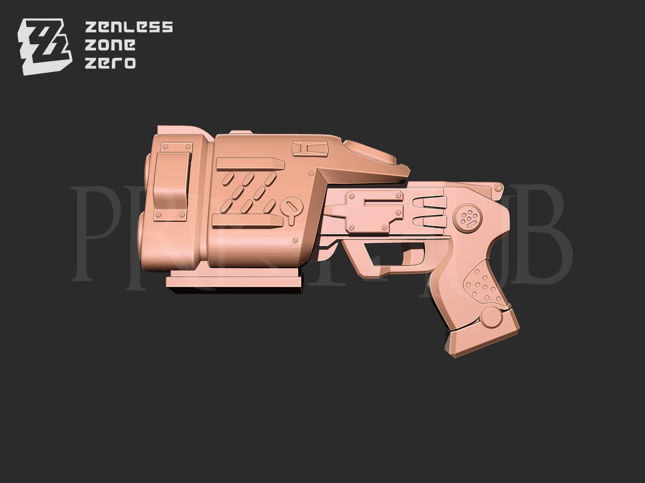 Zhu Yuan Handgun Blaster From Zenless Zone Zero 3D print model_3