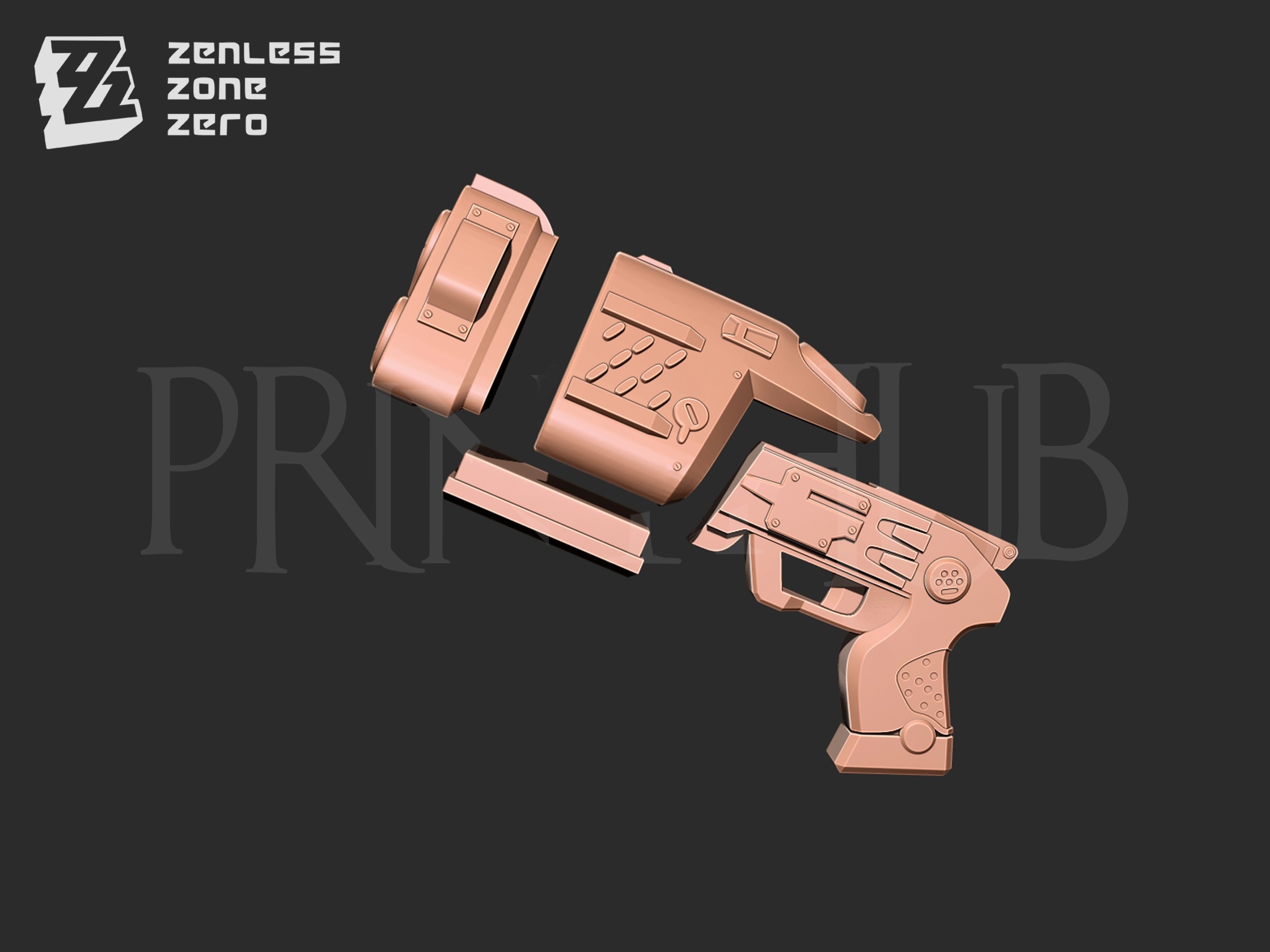 Zhu Yuan Handgun Blaster From Zenless Zone Zero 3D print model_4