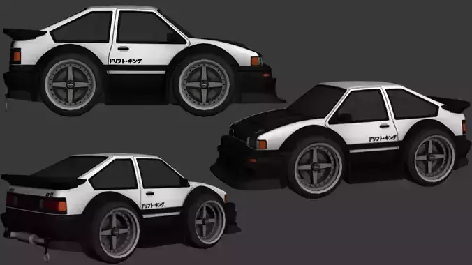 cartoon car vehicle 3d game ready model Low-poly 3D model-001 Low-poly 3D model