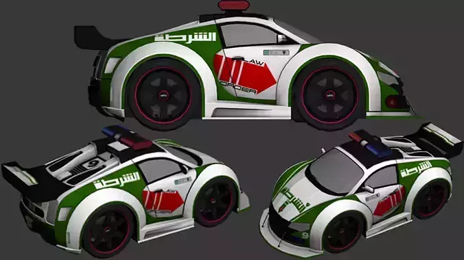 cartoon car vehicle 3d game ready model Low-poly 3D model-002