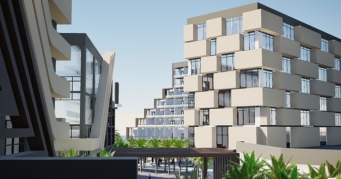 Office buildings  3D model 4