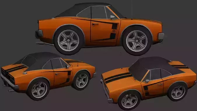 cartoon car vehicle 3d game ready model Low-poly 3D model-003