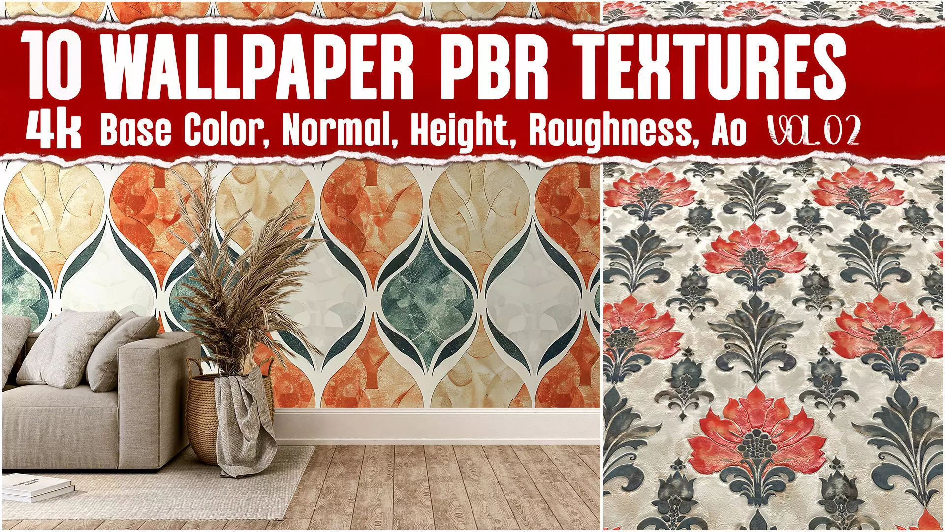 Classic Wallpaper VOL03 4K Seamless PNG PBR Textures Texture_0