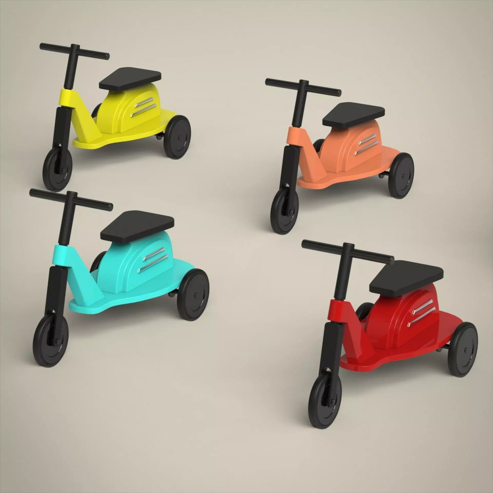 Toy Scooter Set 3D model_0