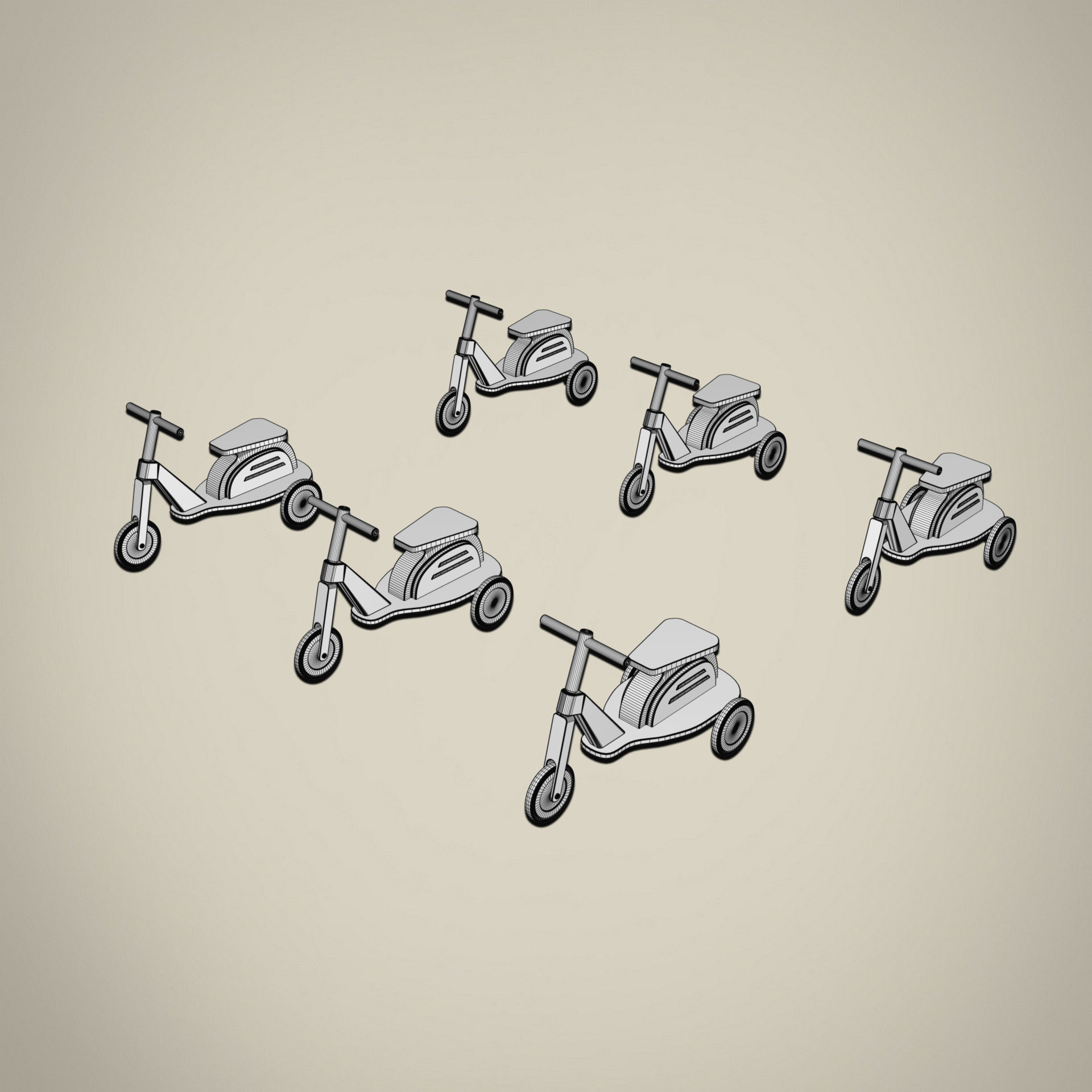 Toy Scooter Set 3D model_7