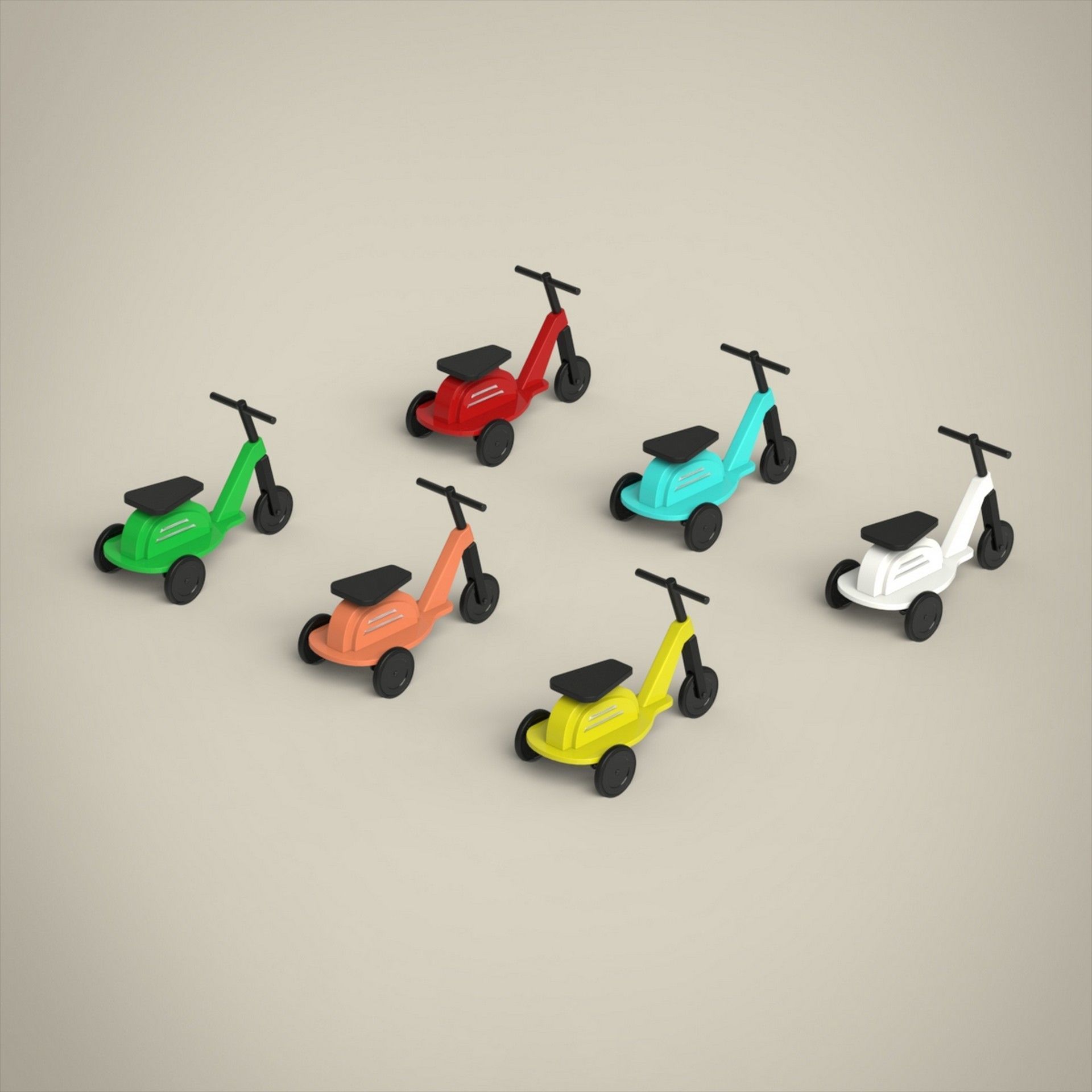 Toy Scooter Set 3D model_3