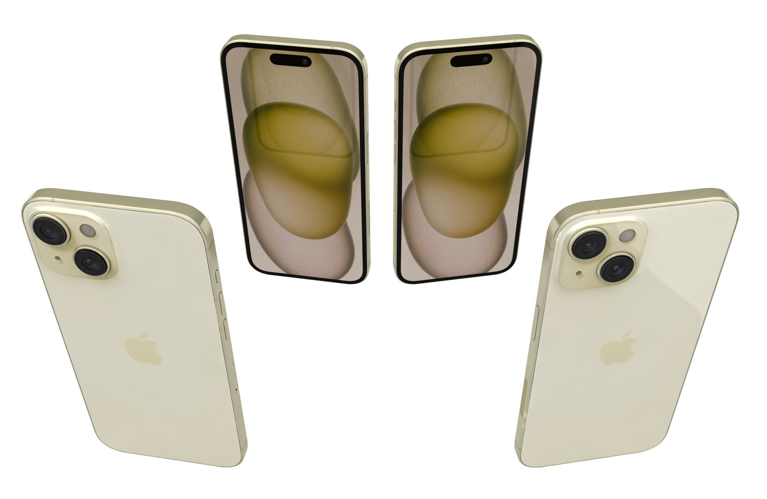 Apple iPhone 15 Yellow 3D model_4