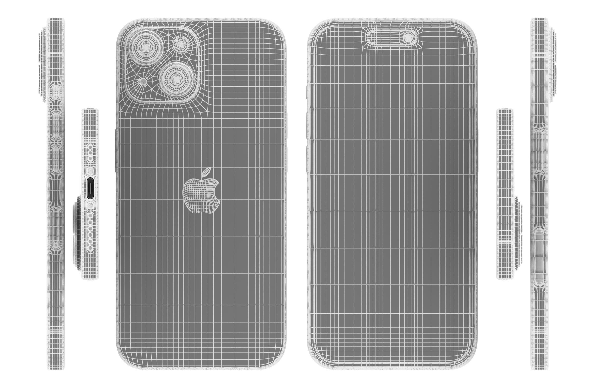 Apple iPhone 15 Yellow 3D model_17