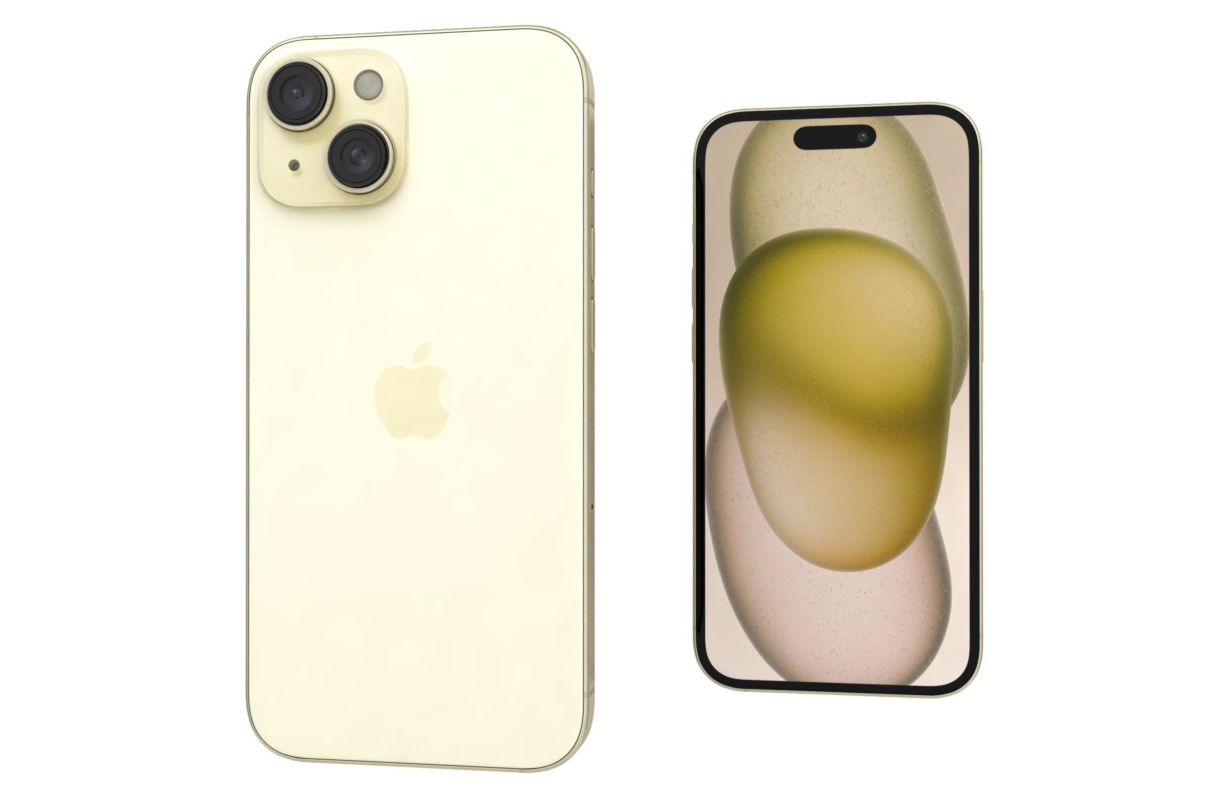 Apple iPhone 15 Yellow 3D model_7