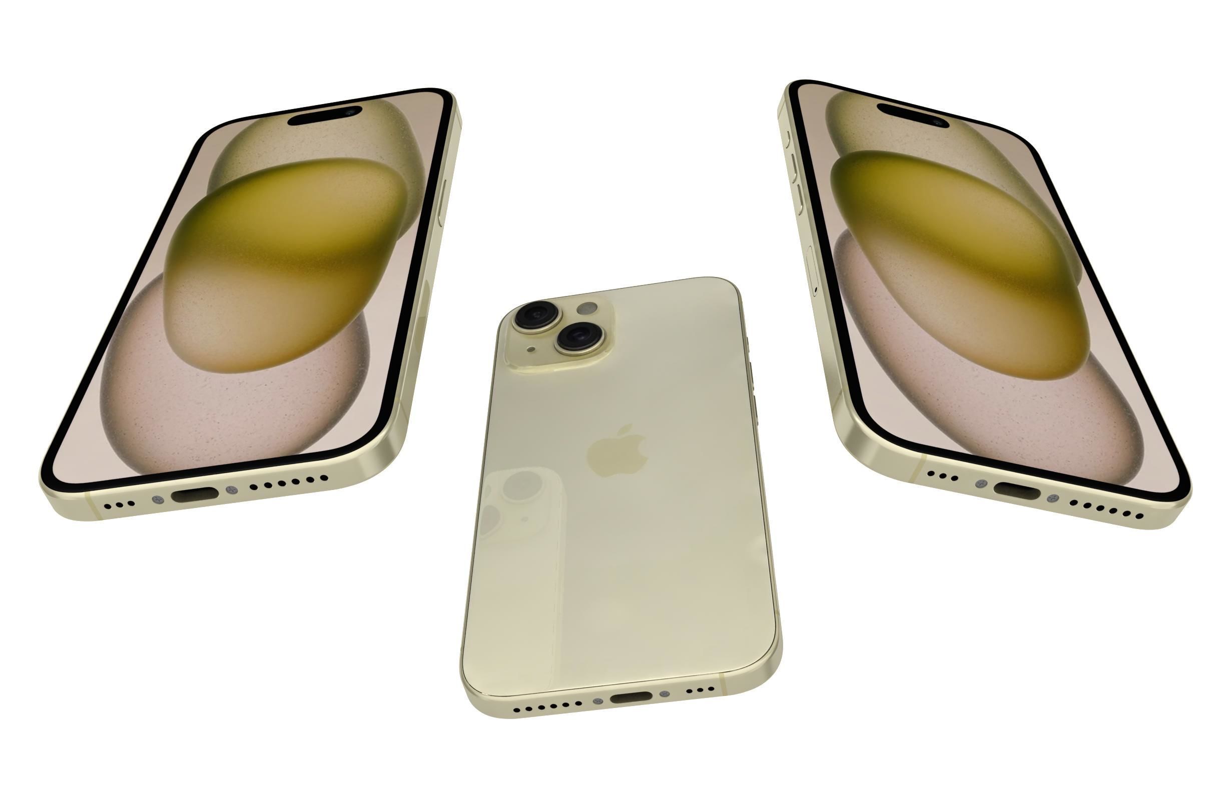 Apple iPhone 15 Yellow 3D model_2