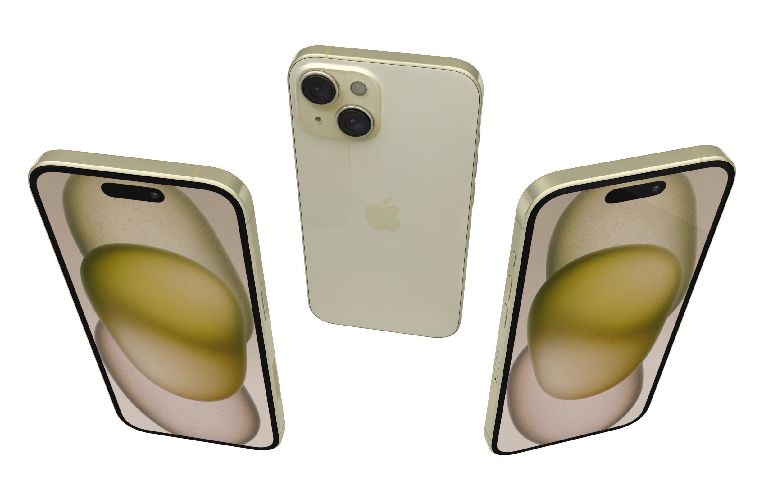Apple iPhone 15 Yellow 3D model_1