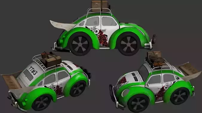 cartoon car vehicle 3d game ready model Low-poly 3D model-004