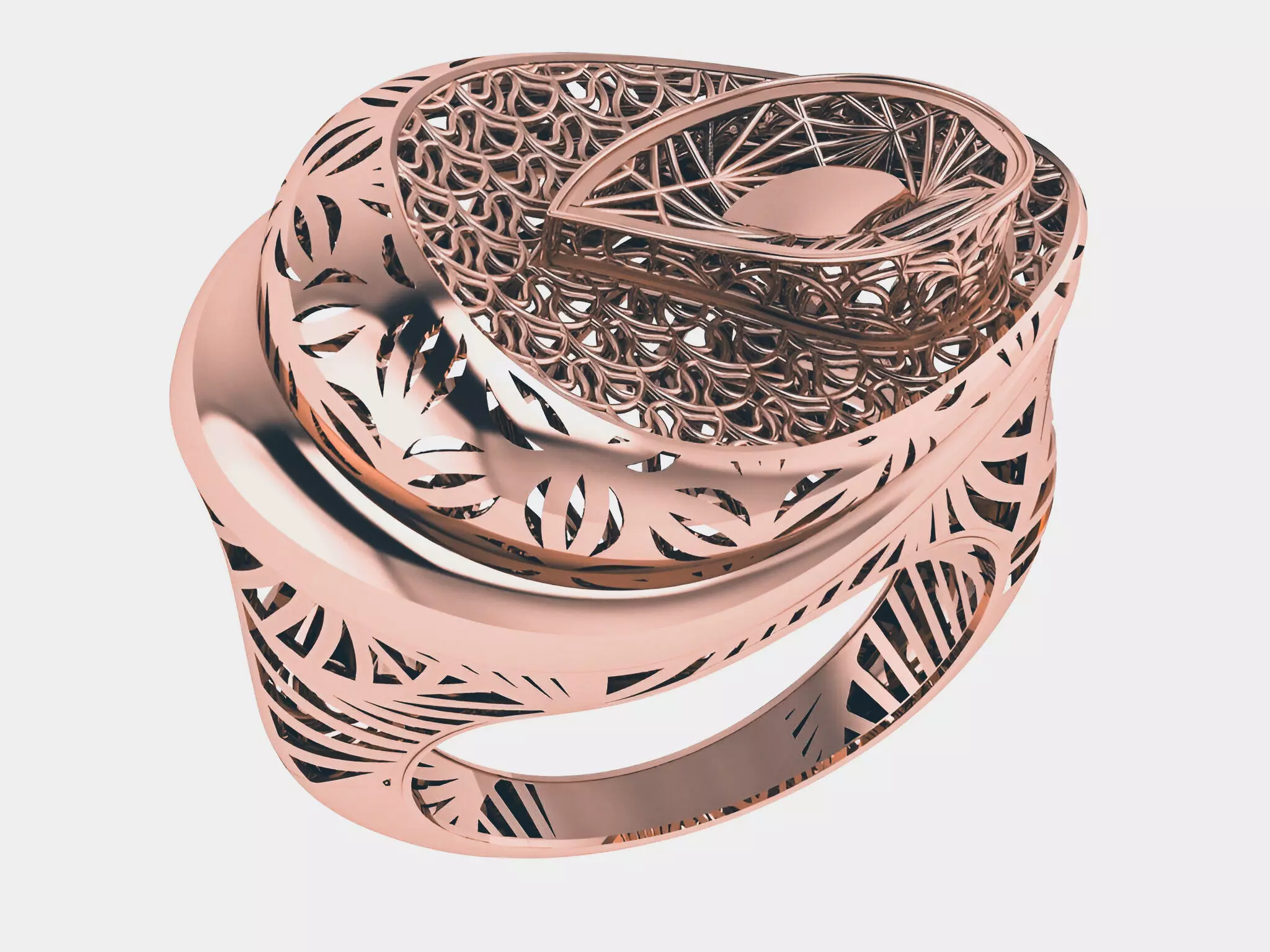 Wire Mesh Plain gold ring 3D print model_0