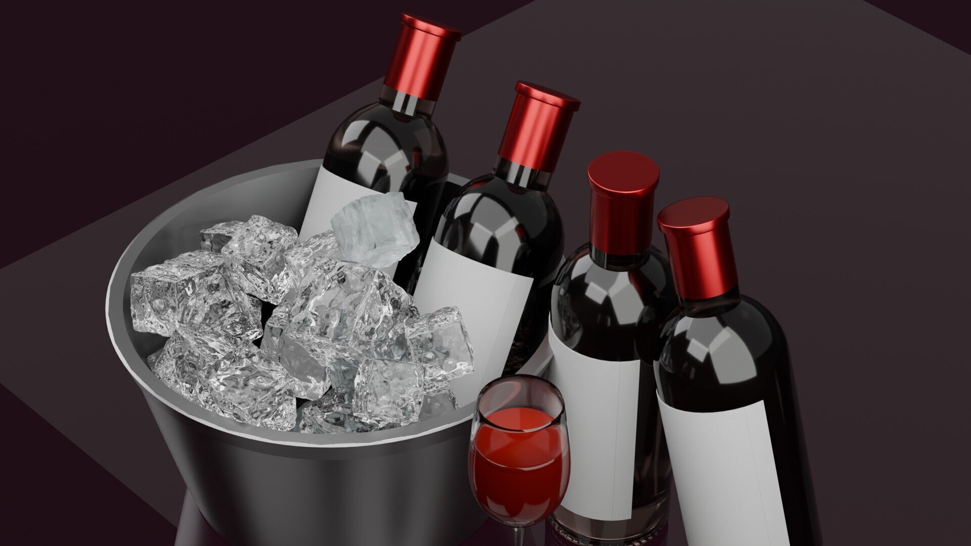 wine and Glass 3D model  3D model_1
