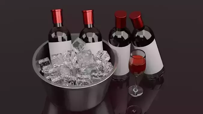 wine and Glass 3D model 