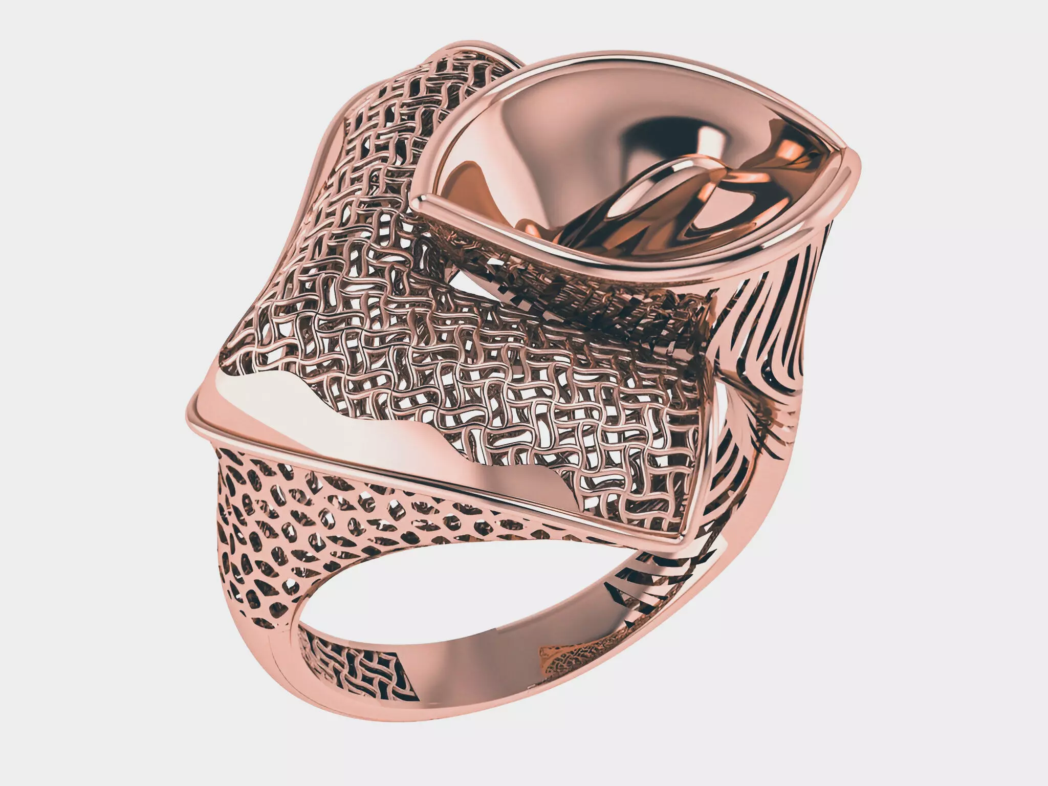 Flower Wire Mesh Plain gold ring 3D print model_0