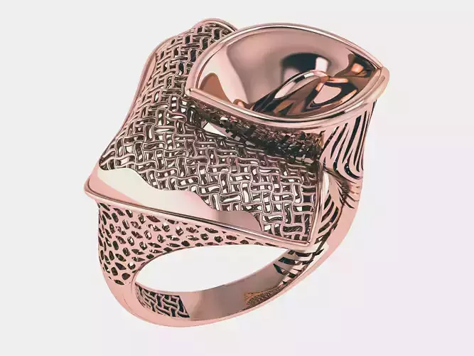 Flower Wire Mesh Plain gold ring