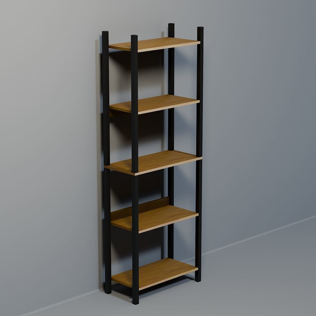 shelf industrial five niches Low-poly 3D model_7