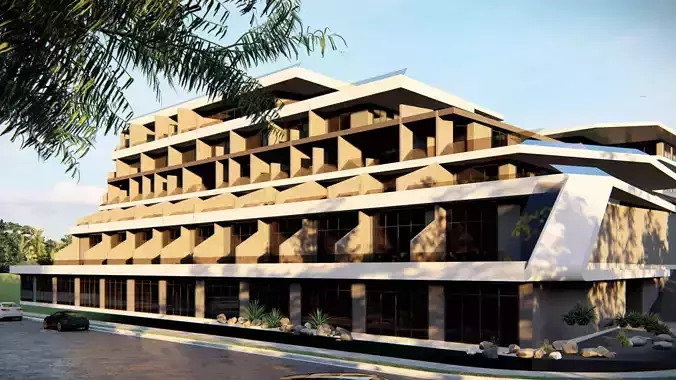 Modern Multi-Level Commercial Complex 3D Model