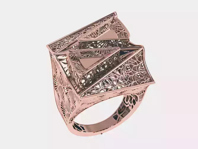 Woven Wire Mesh Plain gold ring 3D print model
