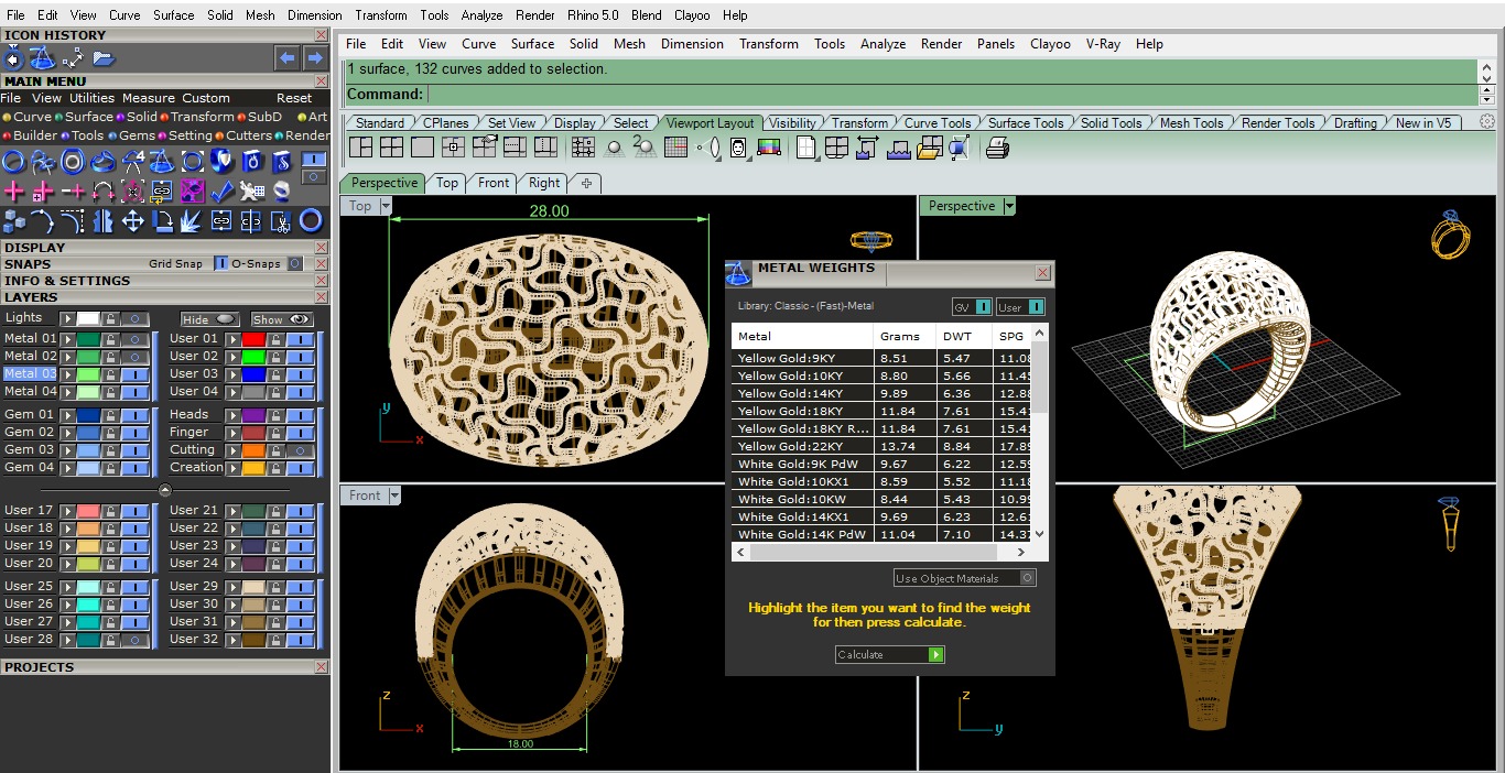 Wire Mesh Plain gold ring 3D print model_3