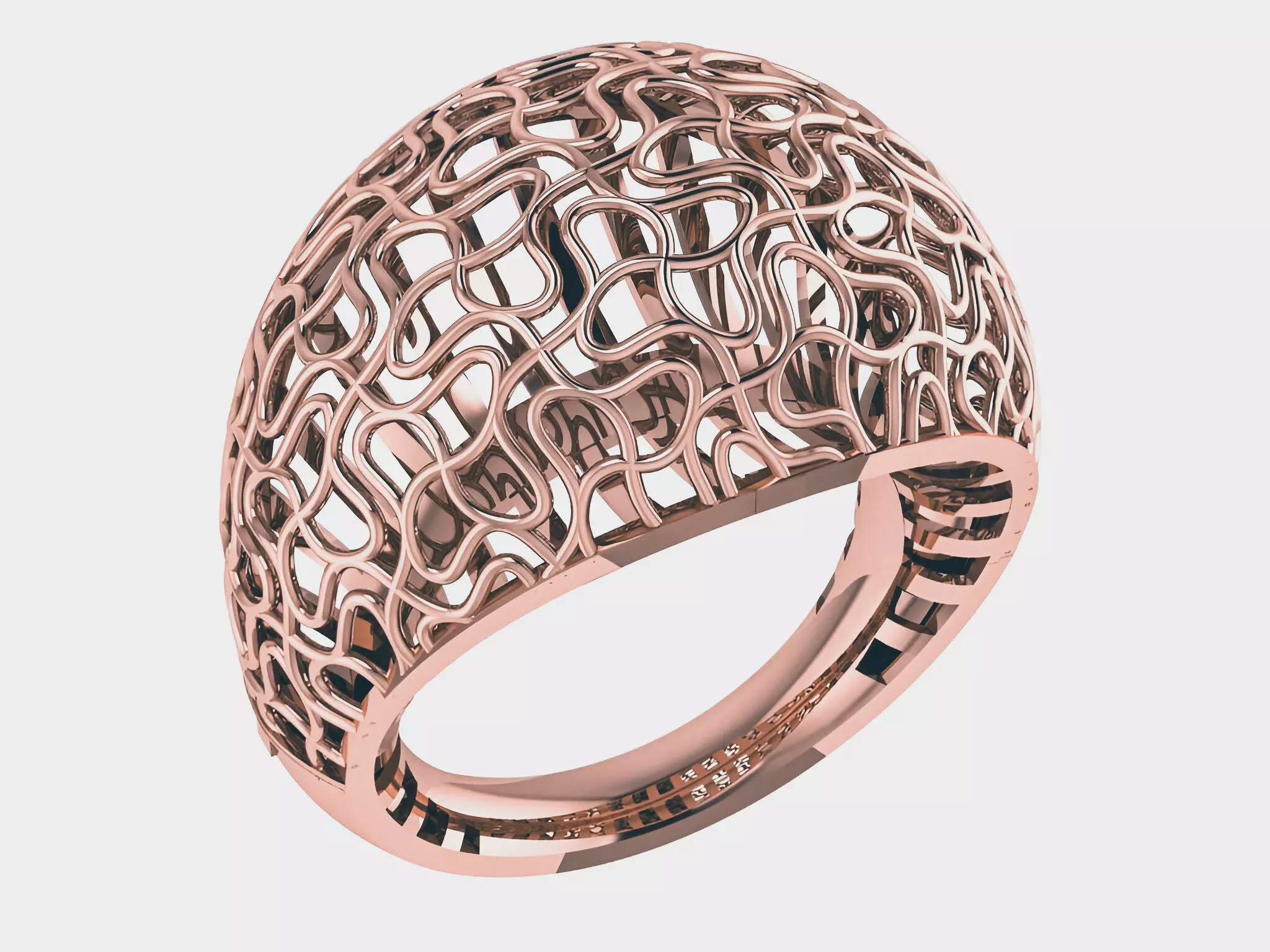 Wire Mesh Plain gold ring 3D print model_0