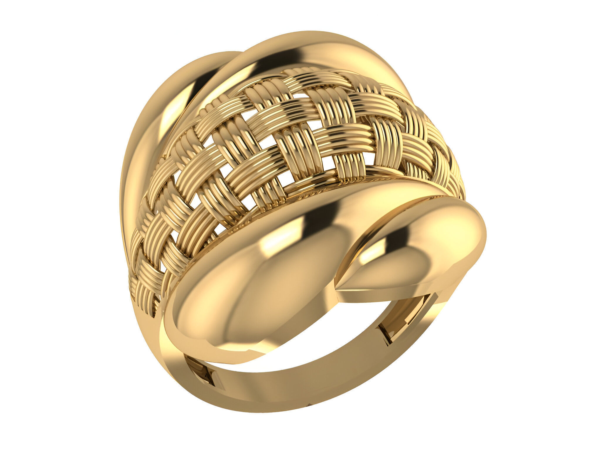 woven Wire Mesh Plain gold ring 3D print model_1