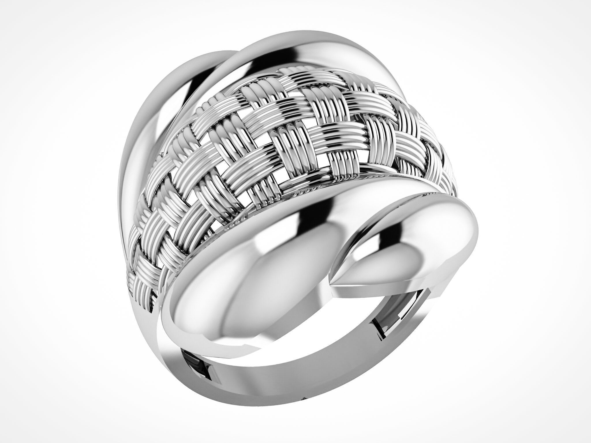 woven Wire Mesh Plain gold ring 3D print model_2