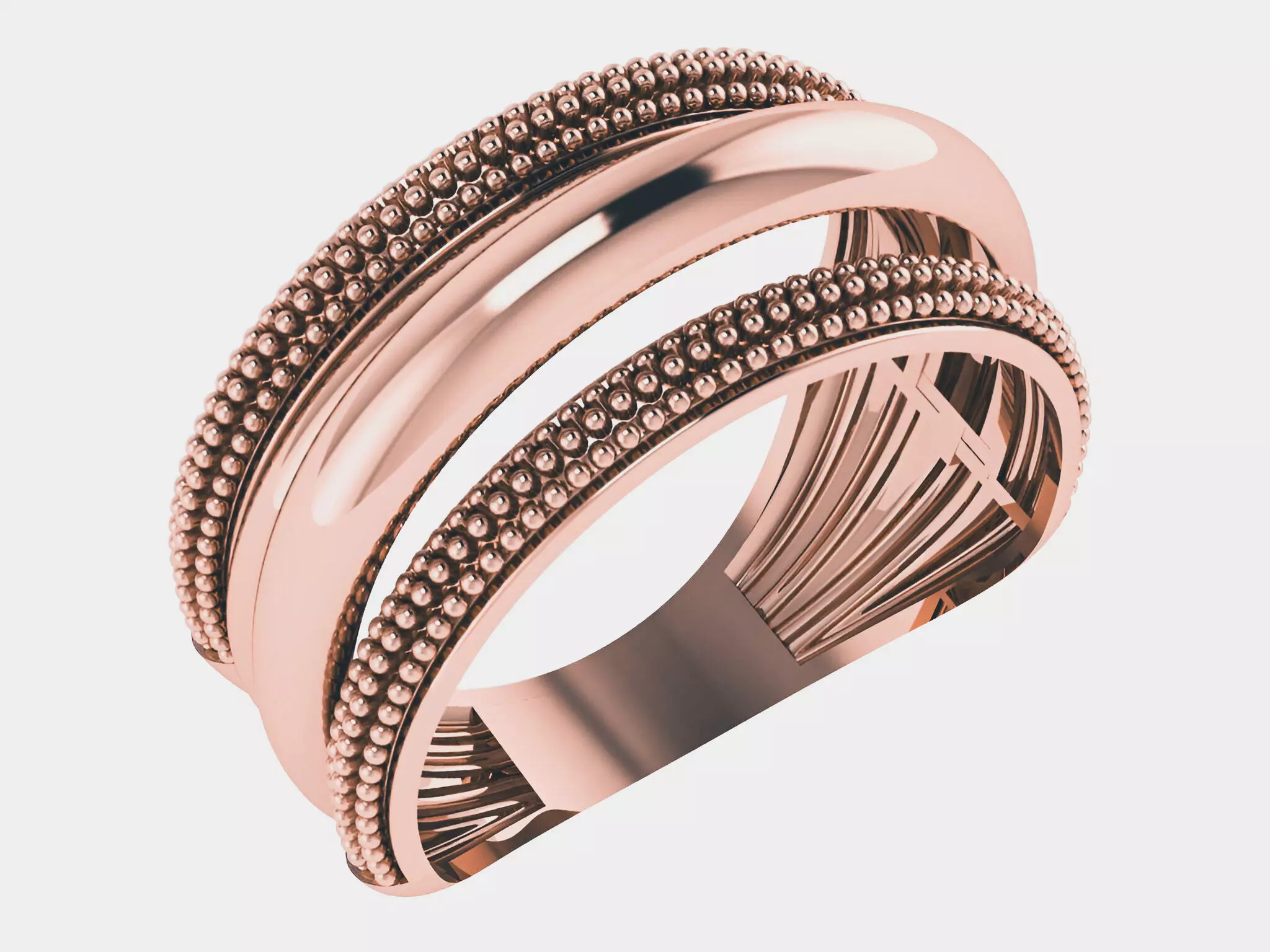 Beads and Plate Plain gold ring 3D print model_0