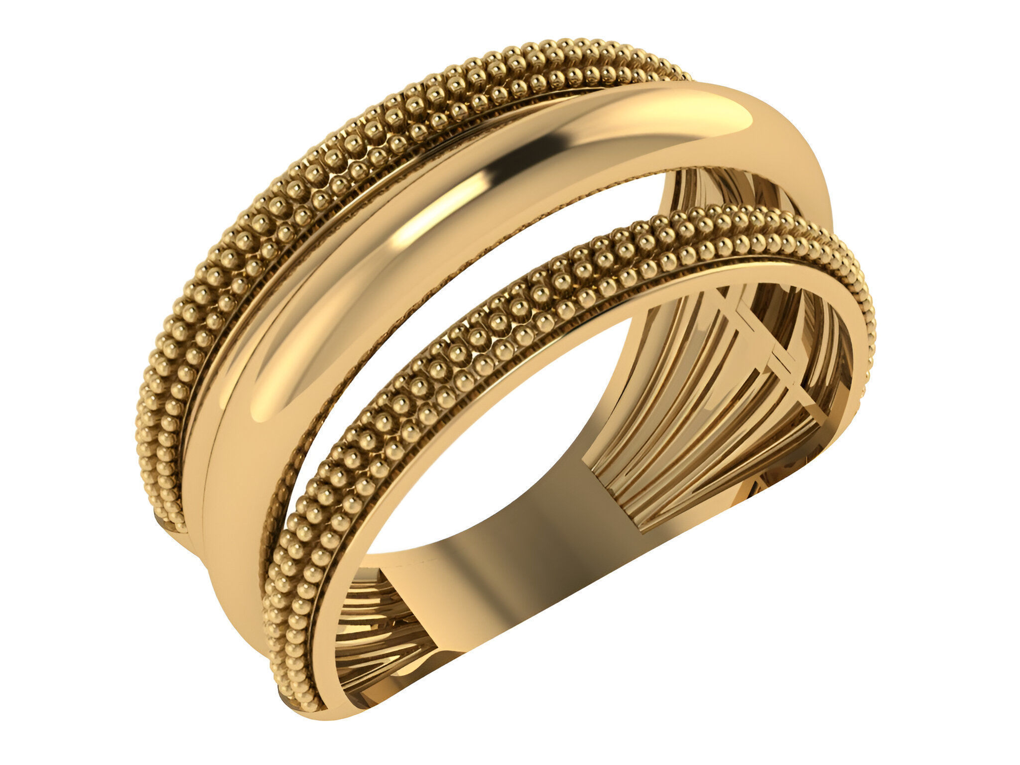 Beads and Plate Plain gold ring 3D print model_1
