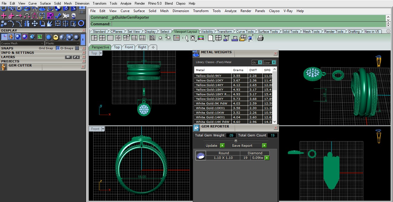 Beads and Plate Plain gold ring 3D print model_3