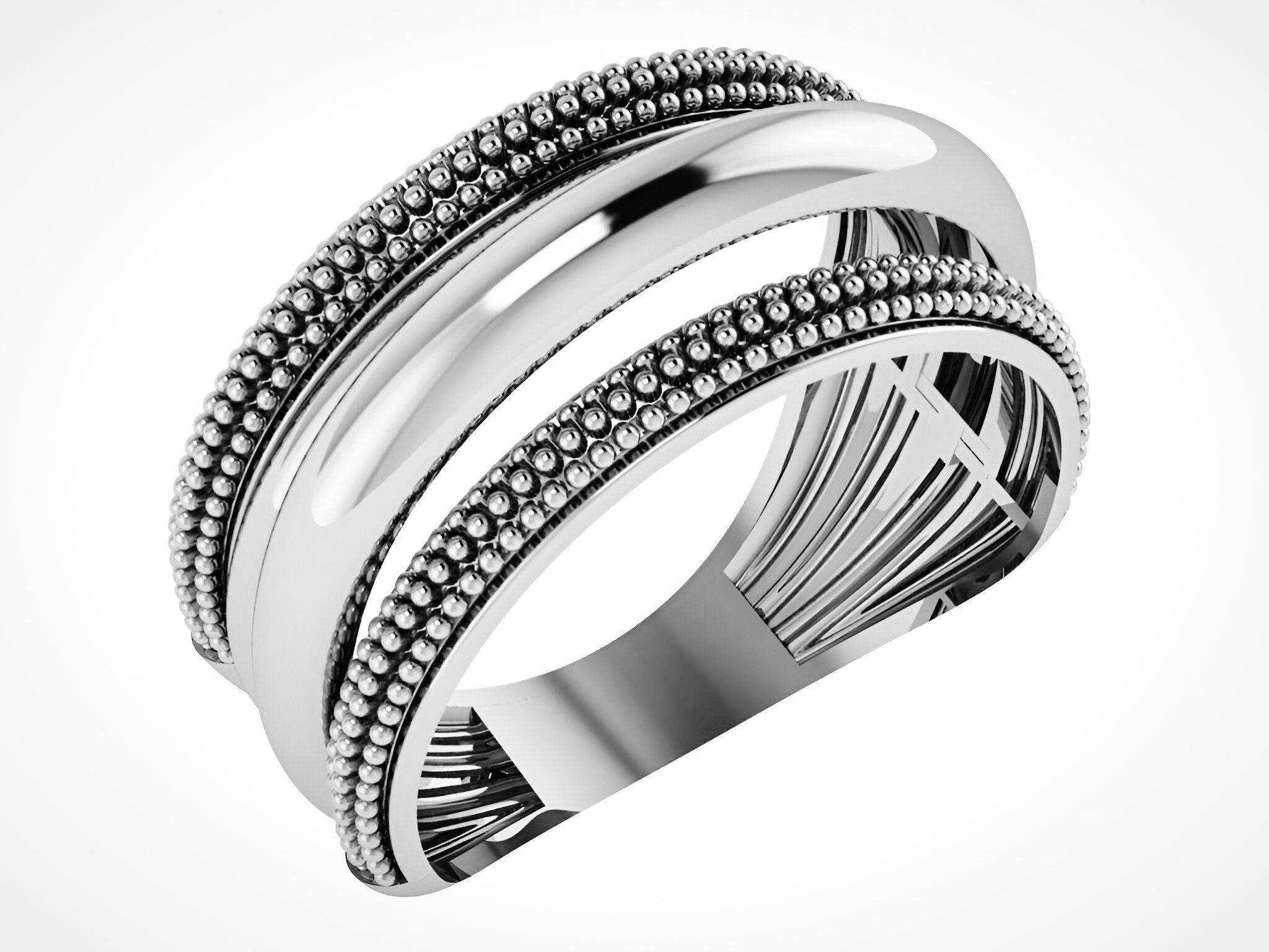 Beads and Plate Plain gold ring 3D print model_2