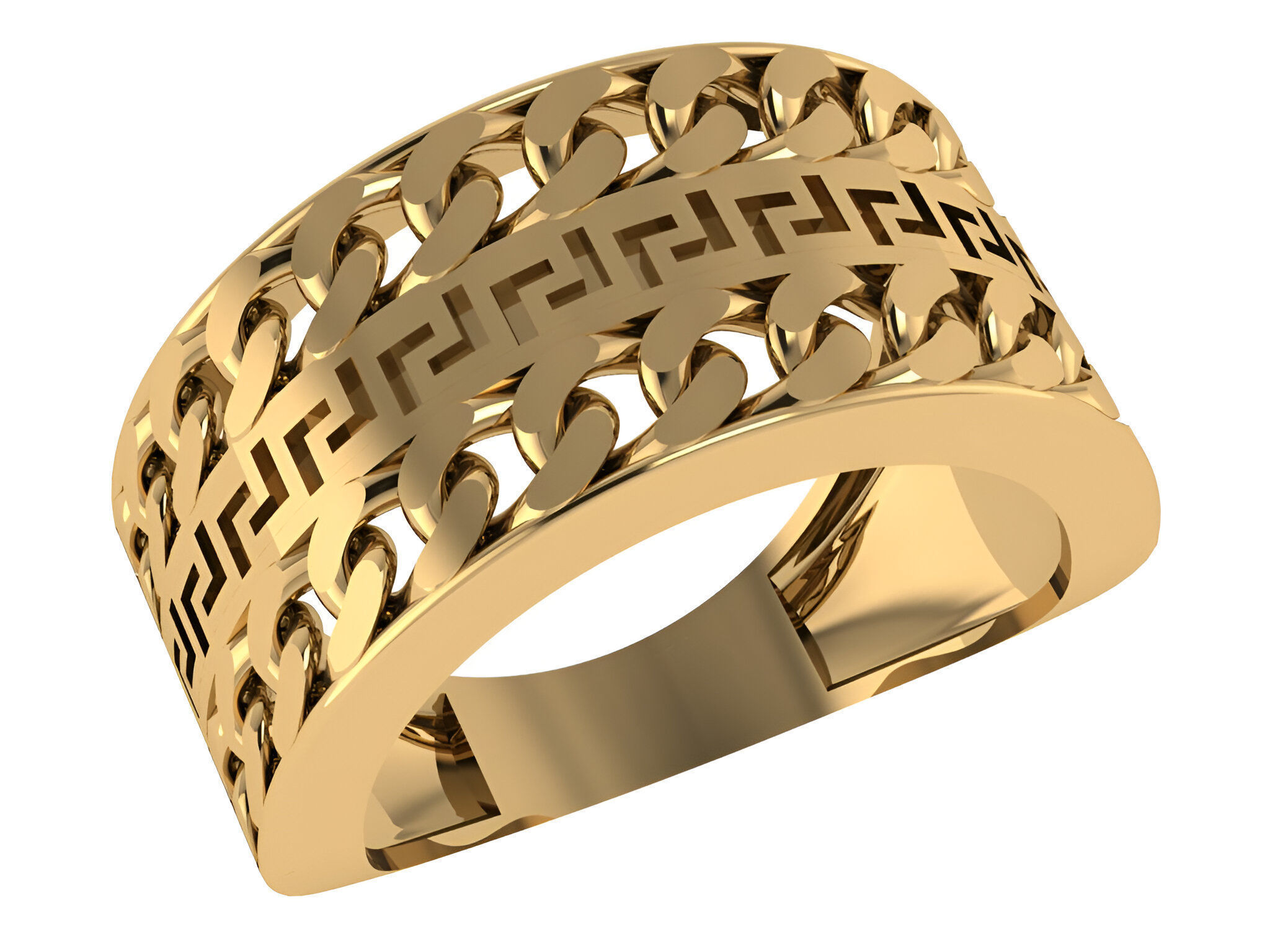 Cuban Chainmono ring 3D print model_1
