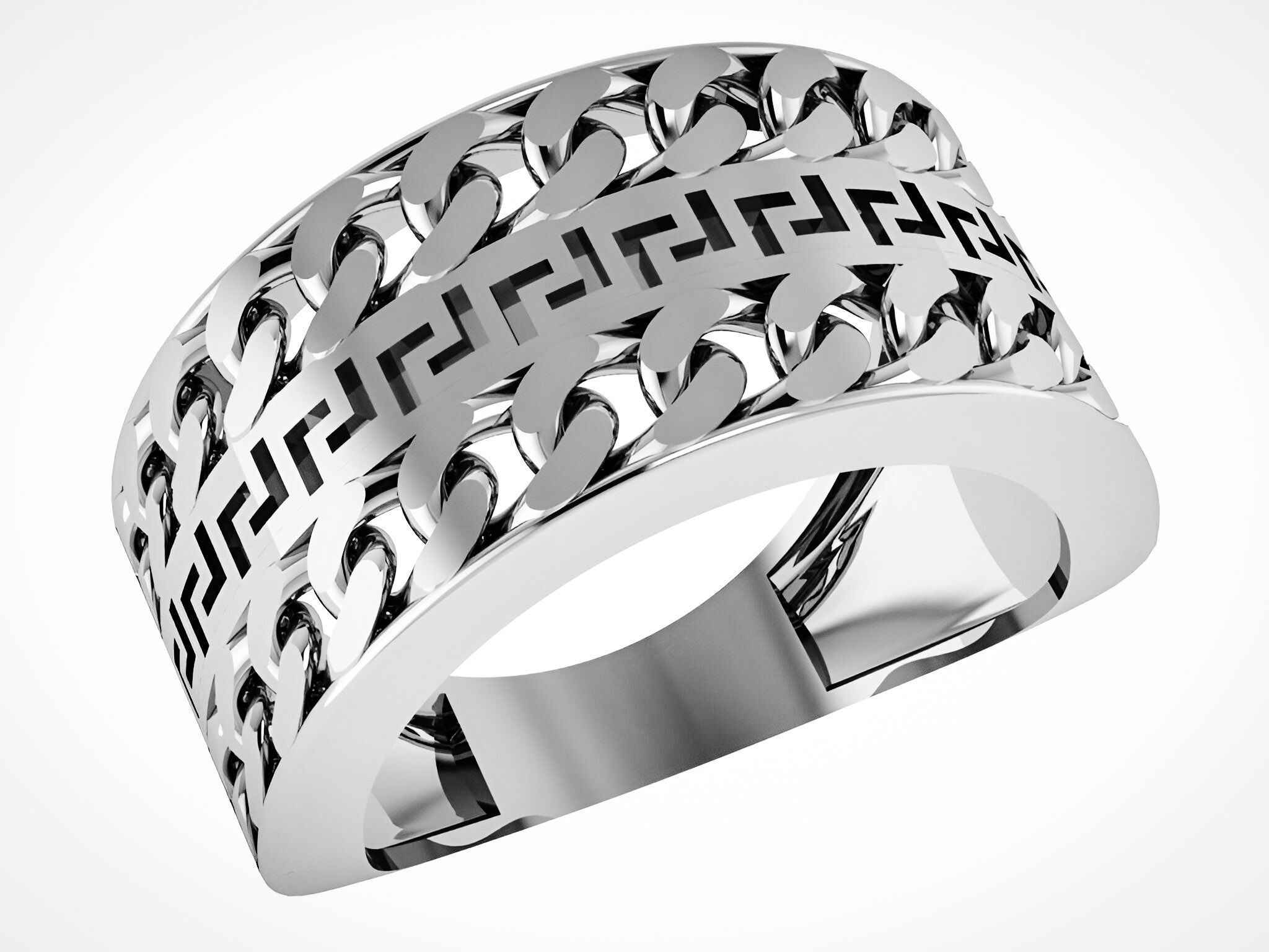 Cuban Chainmono ring 3D print model_2