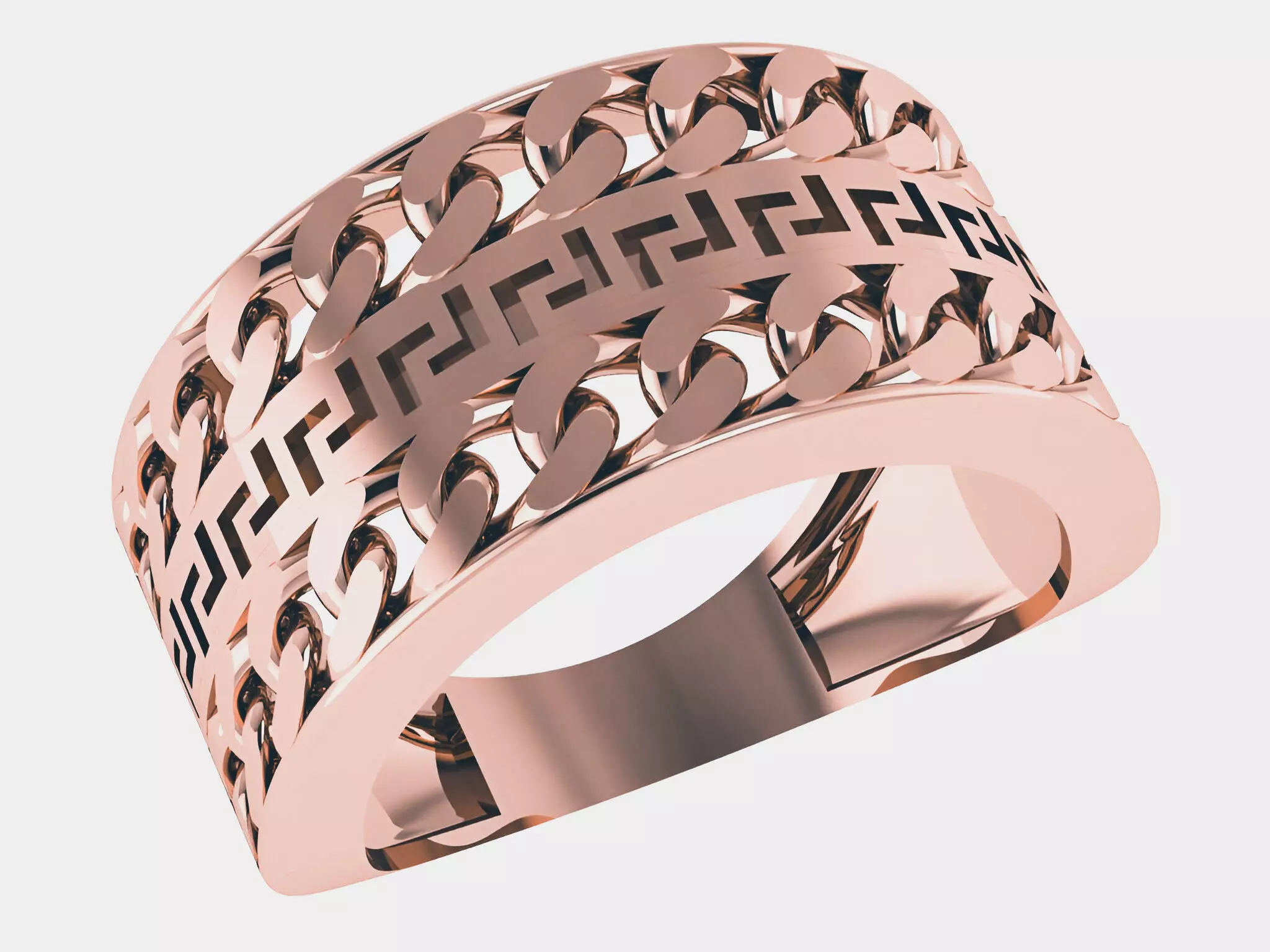 Cuban Chainmono ring 3D print model_0
