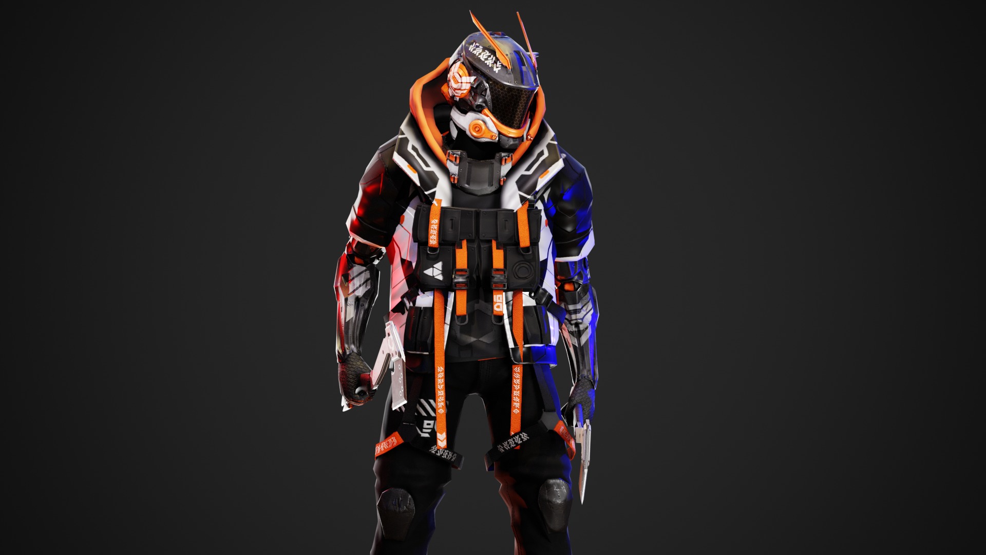 Cyberpunk Axion Robot Low-poly 3D model_1