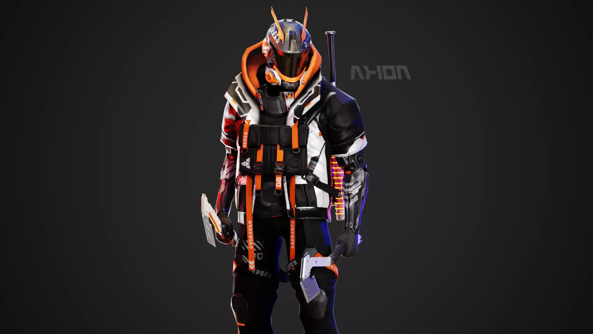 Cyberpunk Axion Robot Low-poly 3D model_0