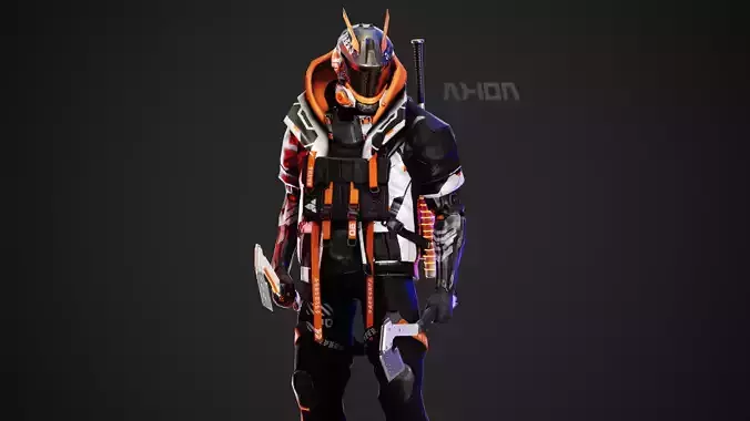 Cyberpunk Axion Robot Low-poly 3D model