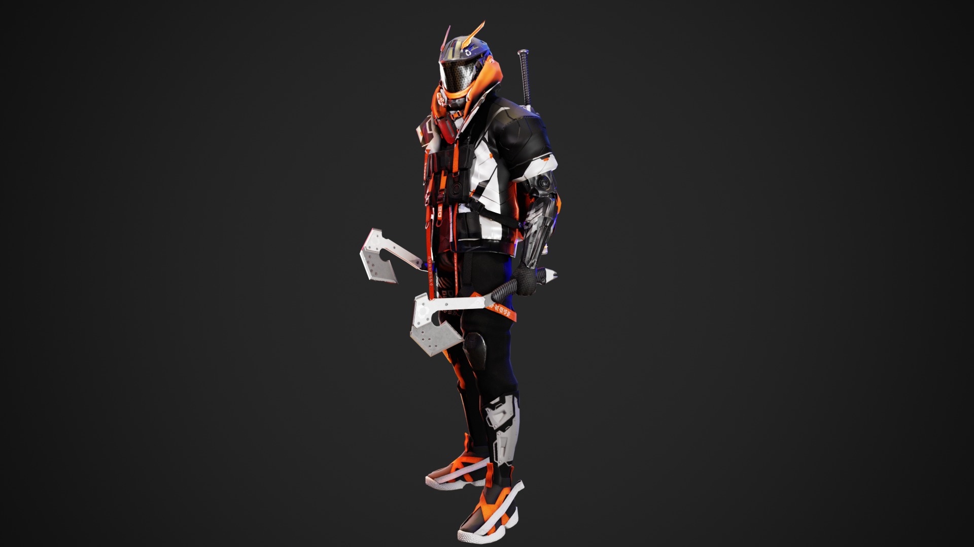 Cyberpunk Axion Robot Low-poly 3D model_8