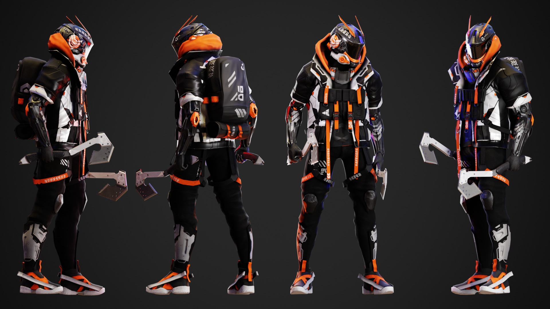 Cyberpunk Axion Robot Low-poly 3D model_12