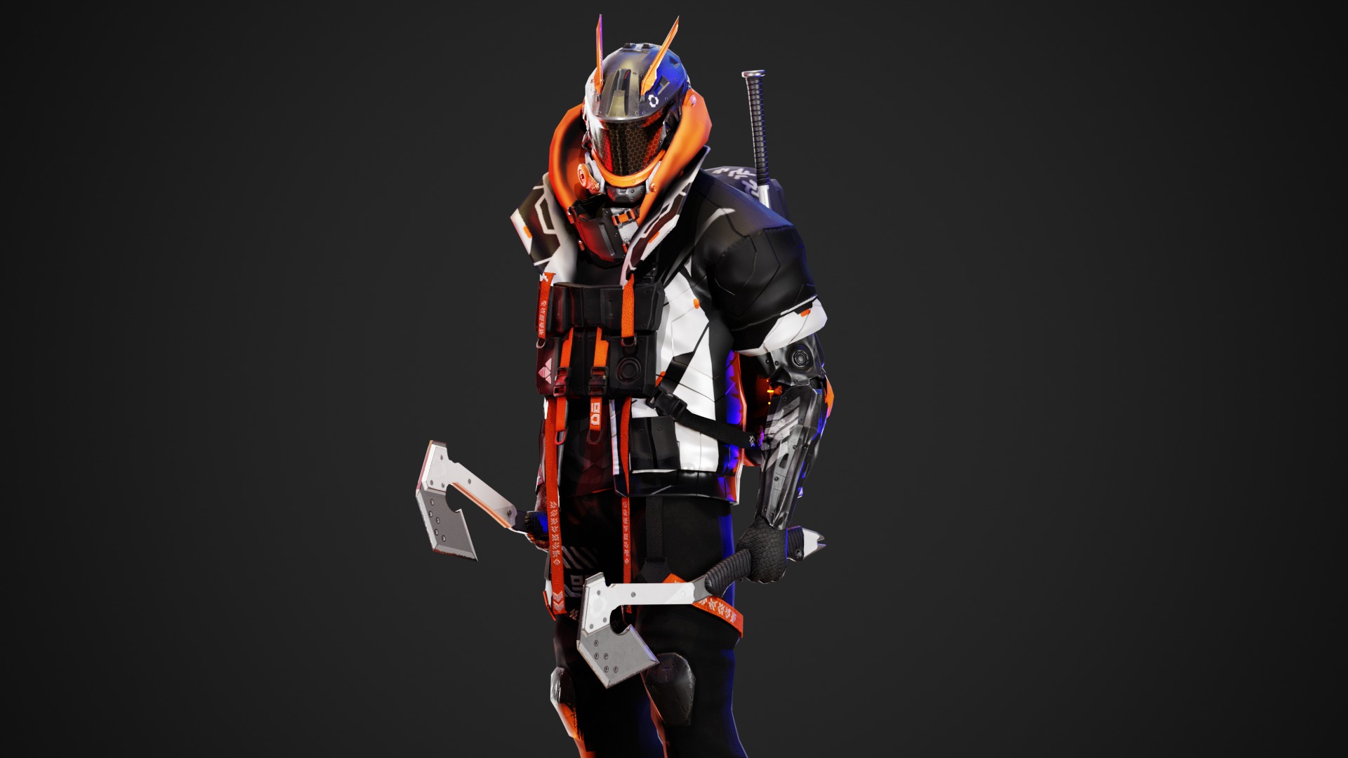 Cyberpunk Axion Robot Low-poly 3D model_2