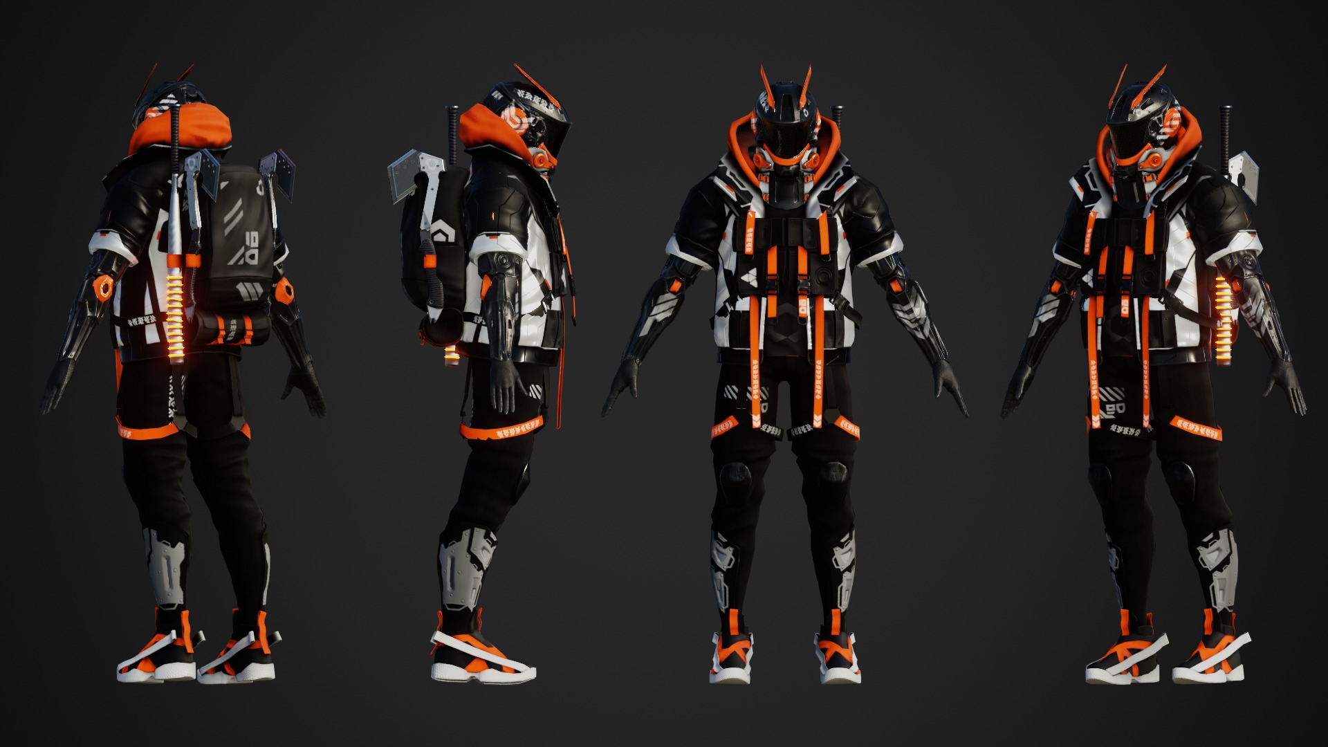 Cyberpunk Axion Robot Low-poly 3D model_13