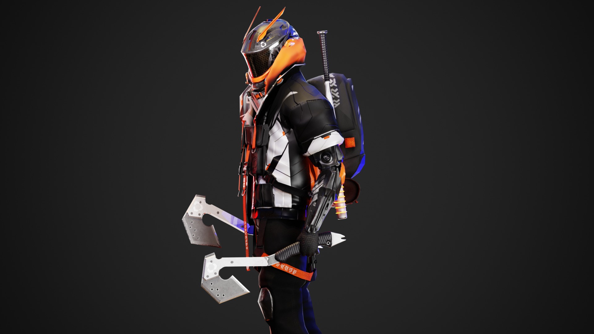 Cyberpunk Axion Robot Low-poly 3D model_4